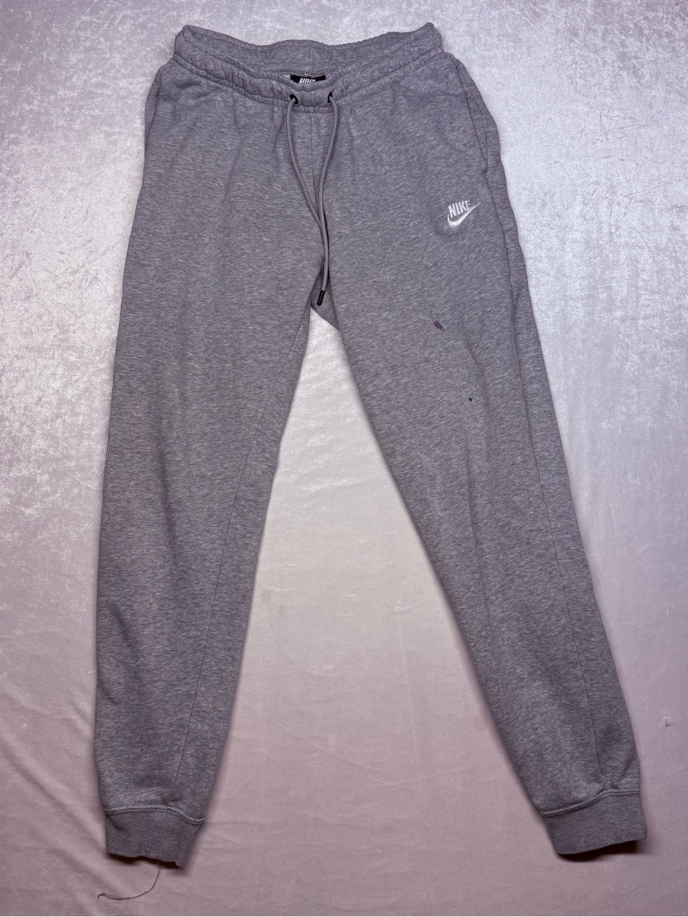 Nike Gray Heather Fleece Joggers with White Logo